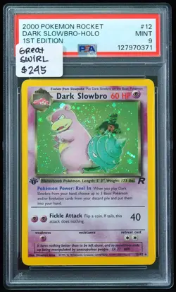 2000 Dark Slobro-Holo #12 First Edition w/great swirl PSA 9 Pokemon Card - Image 1