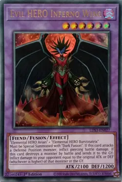 LDS3-EN027 EVIL HERO INFERNO WING ULTRA RARE 1ST EDITION YuGiOh CARD - Image 1