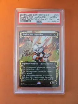 2024 MTG BLOOMBURROW ANIME BORDERLESS-RAISED FOIL BAYLEN, THE HAYMAKER PSA 10 - Image 1
