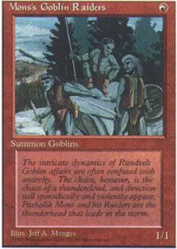 Light Play, Korean MTG Regular Mons's Goblin Raiders 4th Edition Magic the Gathe - Image 1