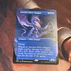 Ancient Silver Dragon X1 Mtg Baldur’s Gate Nm Borderless - Image 1