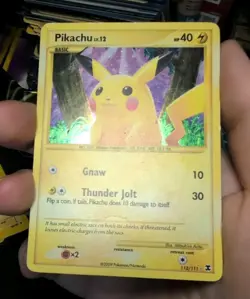 Pokemon Pikachu TCG Secret Rare Holo Card 112/111 Rising Rivals Series - Image 1