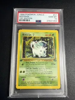 PSA 10 1999 Nidoran 1st Edition Jungle #57 Pokemon Gem Mint - Image 1