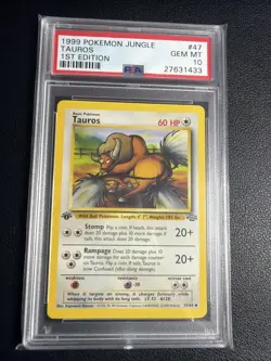 1999 Pokemon Jungle 1st Edition - Tauros #27 - PSA 10 Gem Mint - Image 1