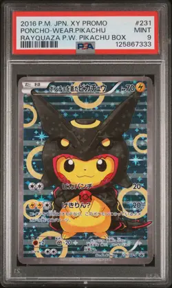 2016 POKEMON JPN XY PROMO #231 PONCHO-WEARING PIKACHU PSA 9 - Image 1