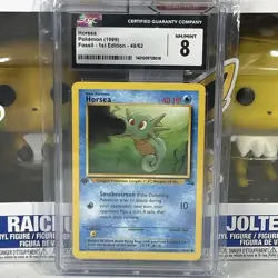 1999 Pokemon Fossil 1st Edition Horsea 49/62 CGC 8 NM/Mint - Image 1