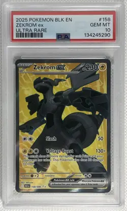 Pokemon Black Bolt Zekrom EX Ultra Rare 158/086 Full Art PSA 10 Gem Mint - Image 1