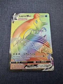 Pokemon TCG Sword & Shield Lapras VMAX 203/202 Secret Rare Rainbow Holo Card - Image 1