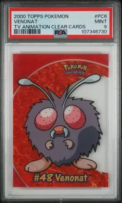 2000 Topps Pokemon TV Animation Clear Cards #PC6 Venonat PSA MINT 9 - Image 1