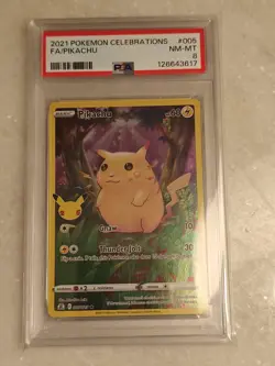 PSA 8 Pikachu 005/025 Celebrations 2021 Full Art Pokemon Card TCG - Image 1