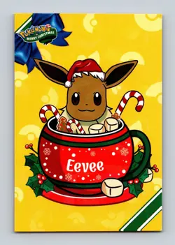 Eevee Cracked Ice Rare Pokemon Merry Christmas Card Database NM/NP - Image 1