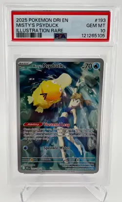 MISTYS PSYDUCK ~ 2025 Pokemon DRI-EN Rivals Illustration Rare Card #193 PSA 10 - Image 1