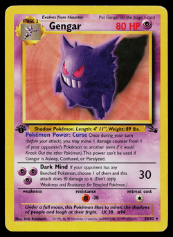 Pokemon Card - Gengar 20/62 Fossil 1st Edition Non-Holo WoTC Vintage - Image 1