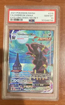 Pokemon 2021 Umbreon VMAX 215/203 Alt Art Evolving Skies GEM MINT PSA 10 - Image 1