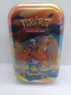 Pokemon TCG Espathra & Ampharos Vibrant Paldea Mini Tin. 2 Booster Packs Inside - Image 1