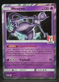 Pokemon Promo Stamped KFC Indonesia 184/SM-P Mewtwo Holo - Image 1