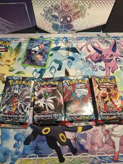 Pokemon TCG Scarlet and Violet Paradox Rift Booster Packs Set of 4 - All Artwork - Image 1
