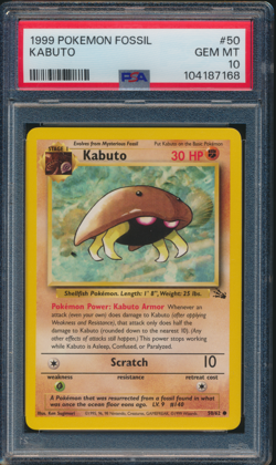 1999 Pokemon Fossil #50 Kabuto PSA 10 GEM MINT - Image 1
