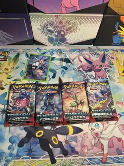 Pokemon TCG Scarlet Violet Temporal Forces Booster Packs Full Art Set 4 Pack - Image 1