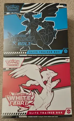 Pokemon SV Black Bolt & White Flare Elite Trainer Box ETB Set of 2 - Image 1