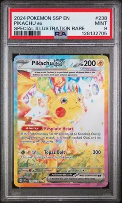 2024 POKEMON SSP EN-SURGING SPARKS SPECIAL ILLUSTRATION RARE PIKACHU EX PSA 9 - Image 1