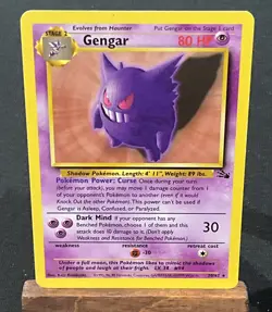 Pokemon TCG Gengar LP 20/62 Fossil Set Non Holo Rare Unlimited 1999 WOTC - Image 1