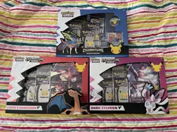 Set Of 3 NEW Pokemon Celebrations Collection Boxes - Zacian, Sylveon, Charizard - Image 1