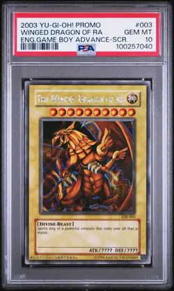 2003 YU-GI-OH! PROMO #GBI-003 THE WINGED DRAGON OF RA SECRET RARE PSA 10 - Image 1