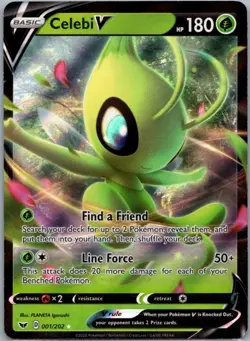 Pokemon Card Celebi V 001/202 Sword & Shield Base Set - Near Mint - Image 1