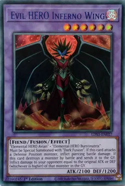 LDS3-EN027 EVIL HERO INFERNO WING BLUE ULTRA RARE 1ST EDITION YuGiOh CARD - Image 1