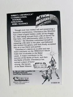 1994 KENNER STAR WARS ACTION MASTERS CHEWBACCA NM-MT CARD - Image 2