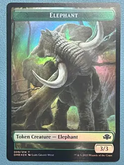 MTG Elephant // Elemental Double-sided Token Foil Dominaria DMR NM - Image 1