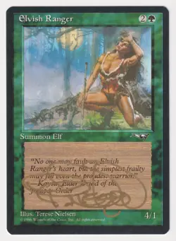Gold Signed Elvish Ranger LP Alliances Artist Terese Nielsen 1996 WOTC MTG Magic - Image 1