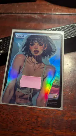 #010 Island x Riot Ectoplasm (Foil) MtG Alter Hand-Crafted! Anime Waifu - Image 1