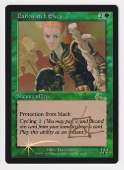 Gold Signed FOIL Darkwatch Elves MP Urza's Legacy Artist Don Hazeltine 1999 MTG! - Image 1