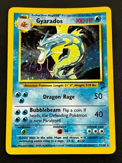 Gyarados 7/130 - Base Set 2 Holo Rare Vintage Pokemon TCG Card LP - Image 1