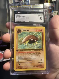 Pokemon 1st Edition Fossil Kabuto Gem Mint 10 CGC (1999) - Image 1