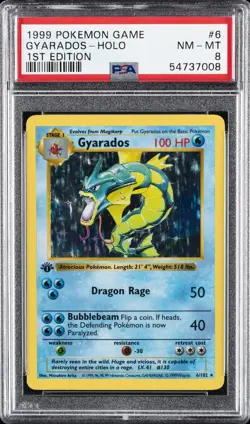 1999 POKEMON GAME 1ST ED #6 GYARADOS-HOLO PSA 8 - Image 1