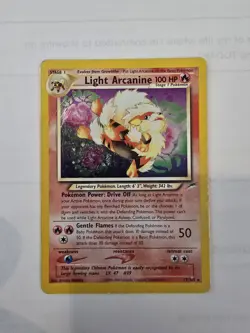 Pokemon Light Arcanine TCG Neo Destiny 12/105 Holo Swirl Rare HP Vintage - Image 3