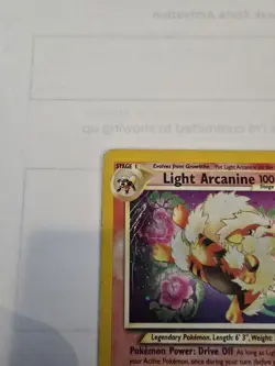 Pokemon Light Arcanine TCG Neo Destiny 12/105 Holo Swirl Rare HP Vintage - Image 4