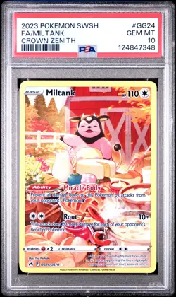 2023 POKEMON SWORD & SHIELD CROWN ZENITH #GG24 FULL ART/MILTANK PSA 10 - Image 1