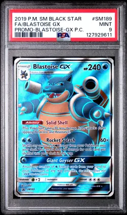 Pokemon TCG BLASTOISE GX 2009 SM Black Star Promo #SM189 Full Art Mint PSA 9 - Image 1
