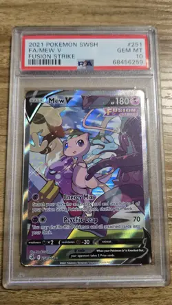 Mew V Full Art 2021 Pokemon Sword & Shield Fusion Strike #251 PSA10 - Image 1