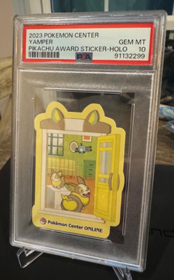 Yamper 2023 Pokemon Center Pikachu Award Sticker PSA 10 - Image 1