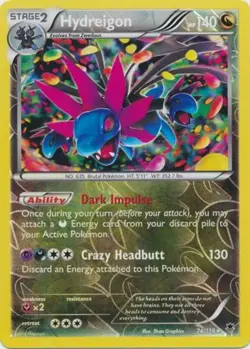 Pokemon - Hydreigon - 74/119 - Rare Holo - Reverse Holo - XY - Phantom Forces - - Image 1