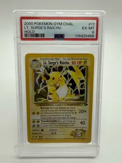 2000 Pokemon Gym Challenge LT Surge’s Raichu Holo #11 PSA 6 - Image 1