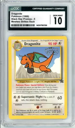 Pokemon Dragonite #5 Movie Black Star Promo CGC 10 Gem Mint - Image 1