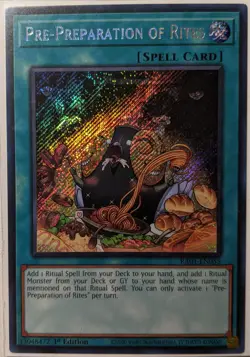 YuGiOh Pre-Preparation of Rites Secret Rare 1st Edition RA01-EN055 - Image 1