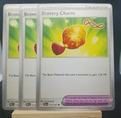 (3x) Bravery Charm 173/193 Paldea Evolved Scarlet Violet Mint Pokemon Cards - Image 1