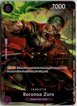 Roronoa Zoro P-045 Pre Release Winner Prize Promo English One Piece Card (HP) - Image 1